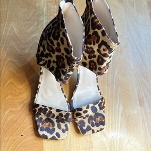 Leopard Print Ankle Cuff Sandals - Brown Leopard